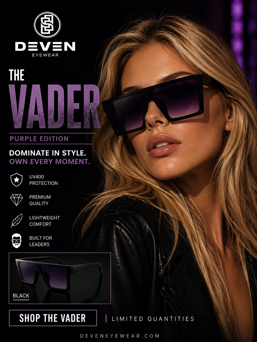 Vader - Black Frame/Purple Lens